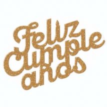 Adorno feliz cumpleaños glitter