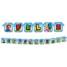 Letrero feliz cumpleaños mario bros